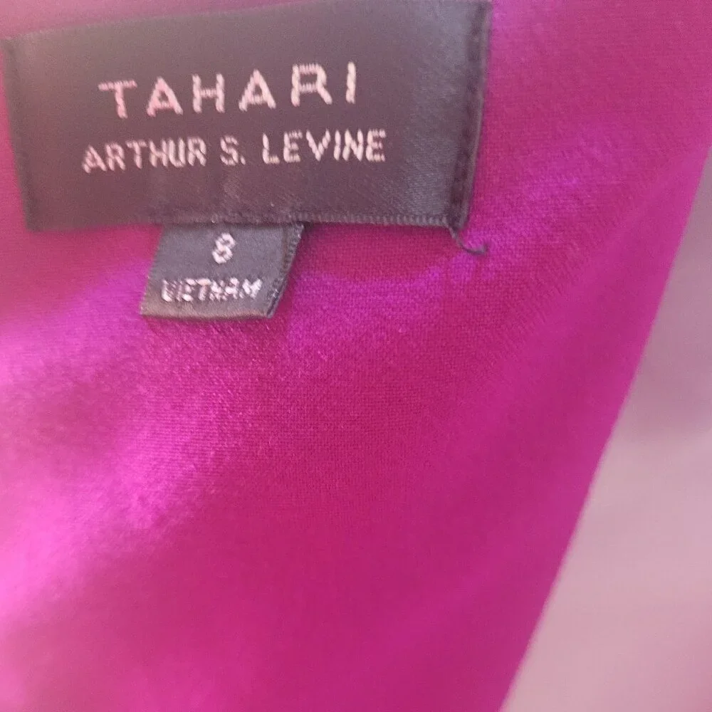 Tahari Purple Sheath Dress Gold‎ Hardware Zip Back Sz 8